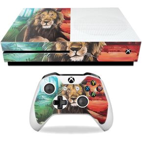 MightySkins Skin Compatible with Microsoft Xbox One S - Split Lion | Protective, Durable, and Unique Vinyl Decal wrap Cover | Easy to Apply, Remove, and Change Styles | Made in The USA