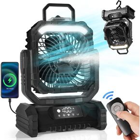 Odoland Camping Dual Misting Fan with Lantern, 30000mAh, Black, OD0731B