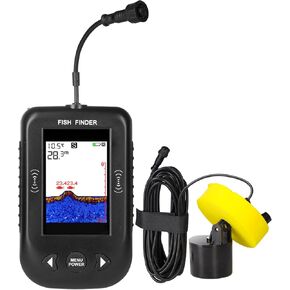 Portable Fish Finder, Water Handheld Fish Depth Finder Sonar Kayak Boat Fishfinder Transducer Fishing LCD Display