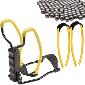 Folding Slingshot with 2Pcs Slingshot Replacement Band and 100Pcs Steel Balls and Wrist Guard is Convenient to Carry The Jungle Hunting Catapult Outdoor Toys Competitive Game