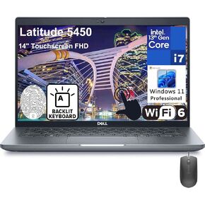 Dell Latitude 14 5450 5000 14" Touchscreen FHD Business Laptop Computer, 13th Gen Intel 10-Core i7-1355U, 16GB DDR5 RAM, 512GB PCIe SSD, WiFi 6, Backlit Keyboard, Fingerprint Reader, Windows 11 Pro