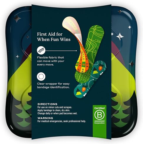 ويللي الضمادات | لاصق شجاعة الشجاعة النسيج المرن | أشكال متنوعة للتخفيضات البسيطة والخدوش والجروح | ملون وممتع الإسعافات الأولية الصفيح | أنماط المخيم - 48 العد in Kuwait