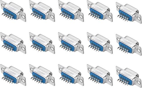 MECCANIXITY VGA Connector VGA15 Female Socket 15-pin 3-Row Female Serial Port Terminal Breakout,for Mechanical Equipment CNC Computers Pack of 15 in Saudi Arabia