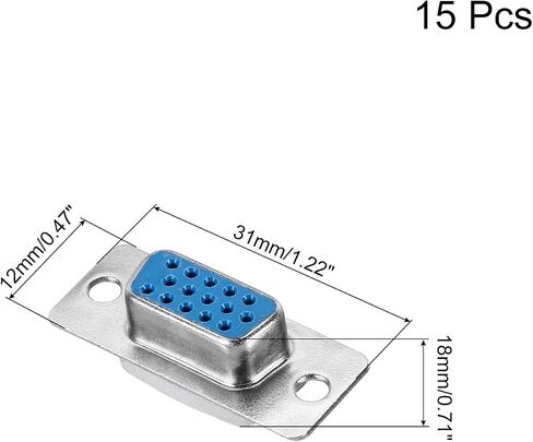 MECCANIXITY VGA Connector VGA15 Female Socket 15-pin 3-Row Female Serial Port Terminal Breakout,for Mechanical Equipment CNC Computers Pack of 15 in Saudi Arabia