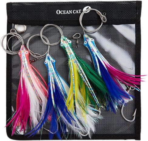 OCEAN CAT Teaser Chain Lures Trolling Lure Saltwater Fishing Lures with Stainless Steel Hook and High Strength Fishing Line Fully Rigged Teasers for Wahoo Tuna Marlin Mahi Mahi in Saudi Arabia