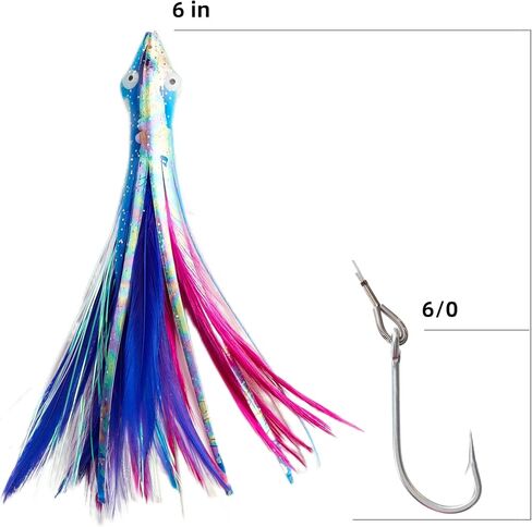 OCEAN CAT Teaser Chain Lures Trolling Lure Saltwater Fishing Lures with Stainless Steel Hook and High Strength Fishing Line Fully Rigged Teasers for Wahoo Tuna Marlin Mahi Mahi in Saudi Arabia