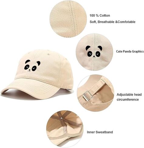 Cute Panda Face Embroidered Baseball Cap in Saudi Arabia