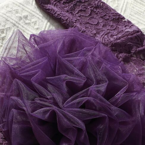 Ylsteed Newborn Girl Photoshoot Outfits Lace Newborn Photography Outfits Girl Photo Props for Newborn Girl Elastic Romper with Headband Baby Elegant Gorgeous Photography Outfit - Purple in Saudi Arabia