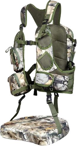 TREKMASTER Turkey Hunting Vest with Removable Seat Cushion, Lightweight & Adjustable Turkey Vest with Game Pouch, Camo Turkey Hunting Gear Accessories for Turkey Hunters in Saudi Arabia