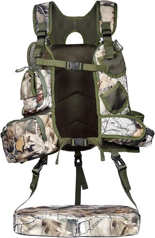 TREKMASTER Turkey Hunting Vest with Removable Seat Cushion, Lightweight & Adjustable Turkey Vest with Game Pouch, Camo Turkey Hunting Gear Accessories for Turkey Hunters in Saudi Arabia