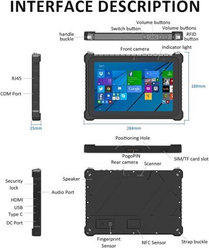10.1" Rugged Tablet Windows 11 Pro,IP67 Industrial Waterproof Tablet in Kuwait