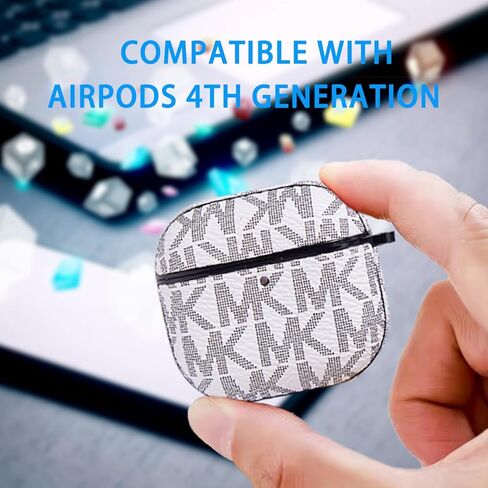 بالنسبة إلى Airpods Cover 4th Generation Cover (2024) ، غطاء وقائي للجلد الفاخر الكامل للصدمات في Airpods 4 Case for Women Men [LED Frontible]-أبيض] in Kuwait