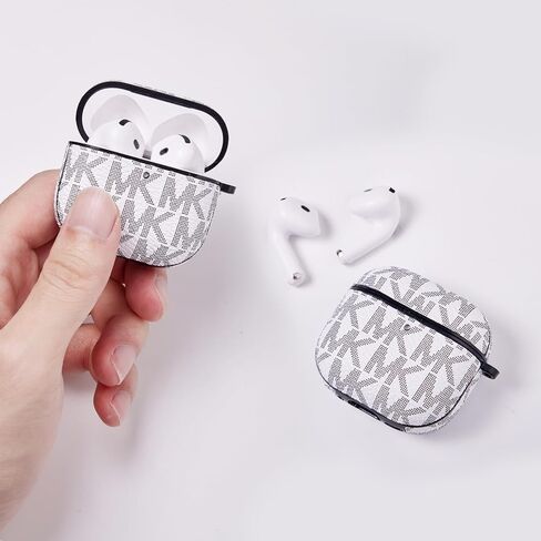 بالنسبة إلى Airpods Cover 4th Generation Cover (2024) ، غطاء وقائي للجلد الفاخر الكامل للصدمات في Airpods 4 Case for Women Men [LED Frontible]-أبيض] in Kuwait
