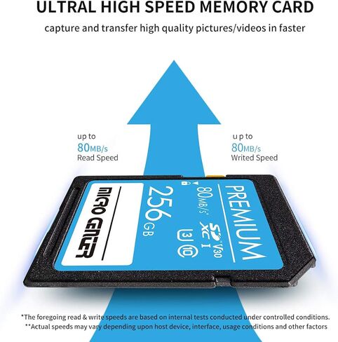 Premium 256GB SDXC Card by Micro Center, Class 10 SD Flash Memory Card UHS-I C10 U3 V30 4K UHD Video R/W Speed up to 80 MB/s for Camera Computer Trail Dash Cam (256GB) in Saudi Arabia
