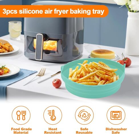 بطانات السيليكون في مقلاة الهواء ، مقلاة الهواء 8 بوصة ، وعاء السيليكون القابل لإعادة الاستخدام ، ملحقات فرن ، ملحقات فرن ، ملحقات سلة ، سلة ، سلة ، سلة سلة سلينية ، in Kuwait