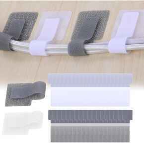 40 Pcs Self Adhesive Cable Straps Hook and Loop Cable Ties Adjustable Cord Wrappers Keeper Sticky-Back Cord Organizer Reusable Wire Management Under Desk Clip for Office Home String Christmas Light
