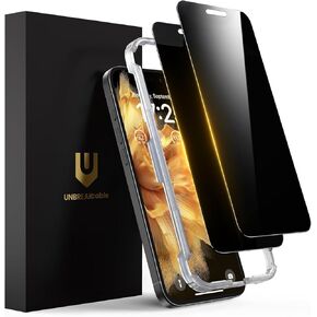 UNBREAKcable iPhone 16 Plus/15 Plus Privacy Screen Protector, 28° Anti Spy Tempered Glass Film, Full Coverage, Anti-Scratch, 9H Hardness, Military Grade Protection, 99.99% HD, Sensitive Touch, 2 Pcs