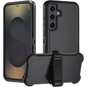 Miimall for Samsung Galaxy S25 Plus Case with Belt Clip, with 360° Rotating Kickstand, Anti-Drop, Heavy Duty Shockproof and Dual Layer Military Grade Protective for S25 Plus Holster Case, Black