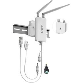 VONETS VAP11S Industrial High Power 2.4GHz WiFi Bridge/Repeater/Mini Router/ Ethernet to WiFi Hotspot Extender 300Mbps with 2 RJ45 Ports/Antennas USB/DC Powered for DVR Monitor Network Devices