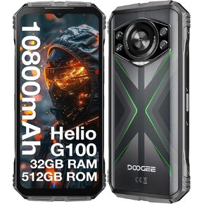 DOOGEE S118 (2025) Rugged Smartphone Unlocked, 32GB+512GB/2TB Rugged Phone, Helio G100,10800mAh(33W) 6.6''FHD+120Hz Dispaly, 50MP+12MP Night Vision, Dual SIM/Face Unlock/Fingerprint/NFC/GPS/OTG