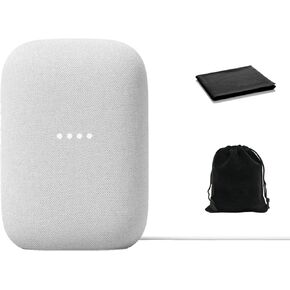 Google Audio Bluetooth Speaker - Wireless Music Streaming, Powerful Sound, Assistant Built-in, Wi-Fi and Bluetooth Connectivity, Smart Home Control, Stereo Pairing, Includes Pouch and Cloth