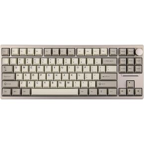 EPOMAKER P87 TKL Aluminum Wireless Gaming Keyboard, QMK/VIA Programmable, 87% Bluetooth/2.4Ghz/USB-C, with CNC Metal Knob and RGB Backlight (Khaki, Zebra Switch)