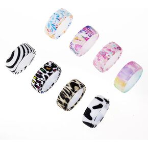 Printed Silicone Protective Cover Compatible with Oura Ring Protector,8pcs Elastic Case for Oura Ring Gen4/3 Smart Ring Starry (Printed case, S for 6/7/8/9)