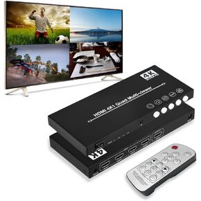4K@30Hz HDMI Quard Multiviewer, 4 Input 1 Output HDMI Seamless Switch 4x1 Support 1080P Display multiviewer compatibile with DVD/Game Machine/Nintendo Switch/ ps4pro/ Apple TV/Projector Monitoring