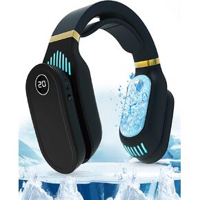 Portable Neck Fan AC Neck Air Conditioner Hands Free Bladeless Fan 360° Cooling Wearable Neck Fan 2600mAh Rechargeable Personal Fan for Indoor Outdoor Travelling (Style2-Black)