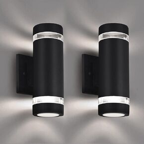 Outdoor Wall Sconce Lights,Dusk to Dawn Outdoor Exterior Lighting - ETL Listed,Modern Outdoor Patio Light Fixture Wall Mount Design - Up Down Light Fixture White 6000k for Front Door, Porch