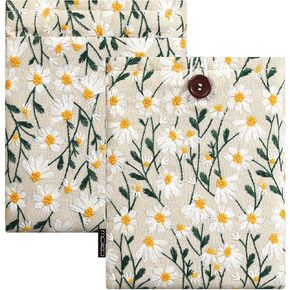 MoKo 6-7" Embroidered Daisy Padded eReader Sleeve Tablet Bag Pouch for eReader Paperwhite 11th/10th Gen, 7" eReader Colorsoft Signature Edition 2024, Voyage/Kobo eReader, Beige.