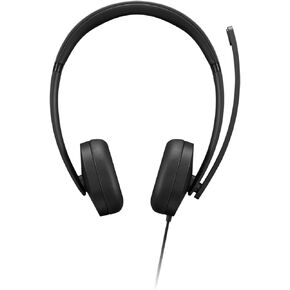 Lenovo USB-A Wired Stereo Headset for PC/Laptop, AI Noise Canceling via APP, 140g Lightweight, Replaceable Earcups, Double-Sided Boom Mic, in-line Controls with Mute for Call. Work with Teams/Zoom