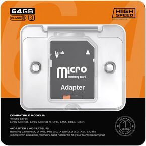 64GB Micro Memory Card High-Speed Data Transferring Storage Game Trail Hunting Scouting Photo Video Recording Compatible with SPYPOINT TACTACAM WOSPORTS Moultrie Trail Cameras, Class 10