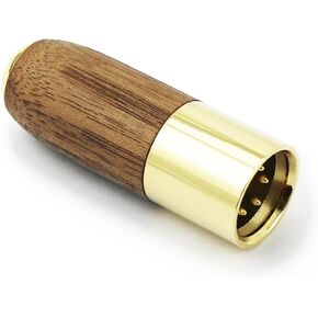 NewFantasia 4-pin XLR Balanced Male to 4.4mm Balanced Female Headphone Audio Adapter Walnut Wood and Brass Gold Plated Shell Connector Adapter 4-pin XLR Male to 4.4mm Female