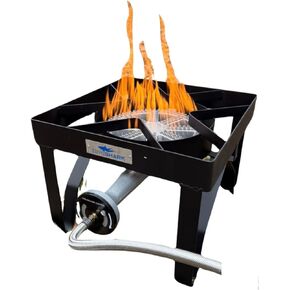200,000 BTU Outdoor Propane Gas Burner Stove | High Pressure Steel Braided Hose with Adjustable Regulator 0-20 PSI | High-Performance Burner for Outdoor Cooking, Frying, Boiling, and Tailgating