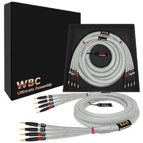 أفضل كابلات في العالمين 6 أقدام في نهاية المطاف - 9 AWG - فائقة النخاع - OFC - زخرفة مكبرات صوت متميزة HIFI BI -AMP مع سدادات Banana Gold Banana و Silver Tweed سترة