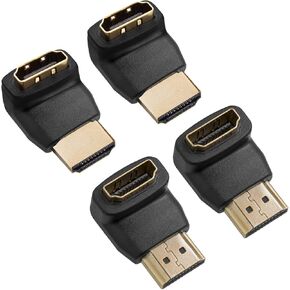 HDMI 90 & 270 Degree, 4-Pack, Right Angle Adapters/Connectors, Supports HDMI 2.0b 4K 60hz HDR