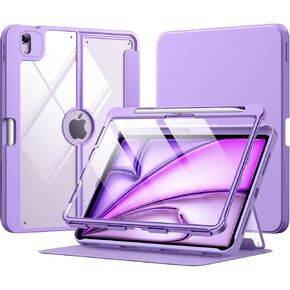 MoKo for iPad Air 11 Inch Case M2 2024, iPad Air 5th/4th Gen 10.9 Inch Case 2022/2020 with Pencil Holder, iPad Air 11" Case with Screen Protector, Lens Protector, Magnetic Multi Angle Stand, Purple