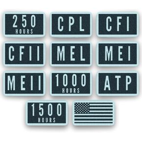 Commercial Pilot Milestone Patch Set, Hook and Loop Patches, Commercial Pilot's License Progress Patches, Tactical Patches, Tactical Gear for Backpacks, American Flag Patch Included