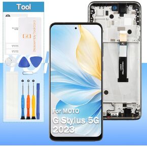 Yondista LCD Screen Replacement with Frame for Motorola Moto G Stylus 5G (2023) XT2315-1 LCD Display Touch Digitizer Glass Assembly - Black - Tools