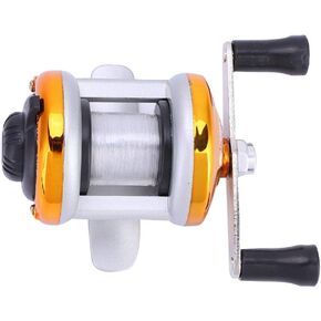 Portable Fishing Reel, Solid Construction Smooth Corrosion-Resistant Ice Fishing Wheel, Perfect for Outdoor Fishing Such As River Ice Fishing(Golden)