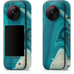 Skin Compatible with Insta360 X3 (2022) - Aqua Swirl - Premium 3M Vinyl Protective Wrap Decal Cover - Easy to Apply | Crafted in The USA by MightySkins