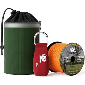 Aystkniet Arborist Throw Line Kit with Slick Rope & 12/14/16oz Throw Weight & Reflective Storage Bag, Polyester Throw Line Spool and Arborist Throw Ball Kit for High Limbs Tree Work