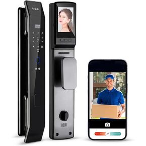 3D Face Recognition Door Lock | Smart Wi-Fi Door Lock with Camera | Video Doorbell | Fingerprint & Passcodes | Mechanical Key | IC Card | Keyless Smart Mortise Lock | Video Intercome | Tuya APP