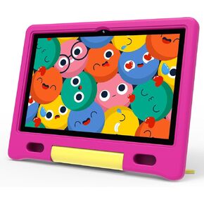 ApoloSign Kids Tablet, 10 Inch Android 13 Tablet for Kids, Expandable Storage, Long Battery Life, WiFi, Bluetooth, Drop-Proof Case, HD Display, for Toddlers and Children (Pink)