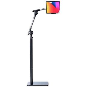 Tablet Floor Stand Holder, 360 Degree Rotating with Height Adjustable Stand Compatible with 4.7"-13" Phone/Tablet, Kindle, 63" Phone Stand, Aluminum Alloy, for Bed,Sofa,Desk.Black