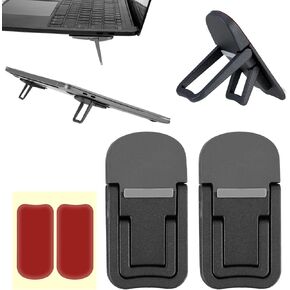 Bewudy 2 Pcs Portable Keyboard Riser, Dual Tilt Angle Adjustment Foldable Laptop Riser, Self-Adhesive Mini Laptop Stand Invisible Computer Keyboard Stand for Most Keyboards (Black)