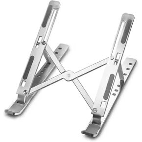 Quality Laptop Stand, Foldable Adjustable & Ergonomic Aluminum Portable Notebook/Tablet Stand, Laptop Holder, Compatible with 10-15.6" Laptops and Tablets (Silver, Black) (Grey Silver)