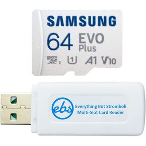 Samsung 64GB EVO Plus MicroSDXC Memory Card for Drones Compatible with Mavic 3 Pro, Air 3s, Mavic Pro Platinum, Action 5 Pro (MB-MC64) Bundle with 1 Everything But Stromboli SD & MicroSD Card Reader