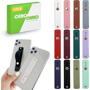12-Piece Universal Phone Loop Finger Strap Holder, Portable Silicone Grip Strap for Phone Cases, Telescopic Finger Loop (Assorted Colors)